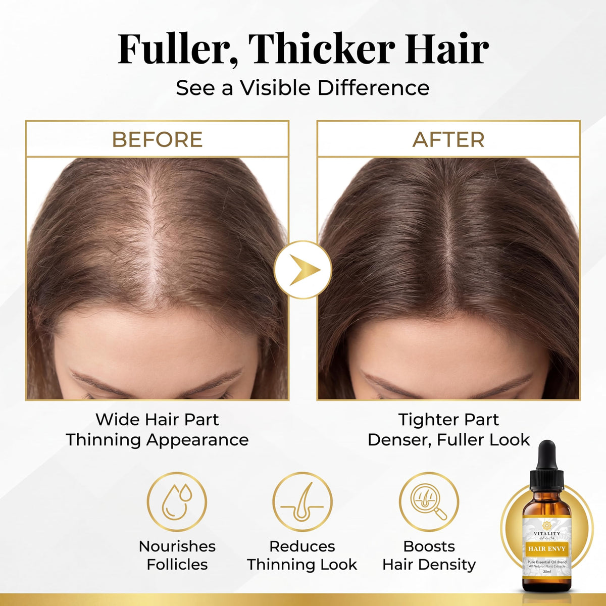 Vitality oil texture on hand illustrating lightweight, non-greasy feel