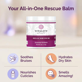 Vitality beeswax and almond oil ingredients arranged to show natural formulation