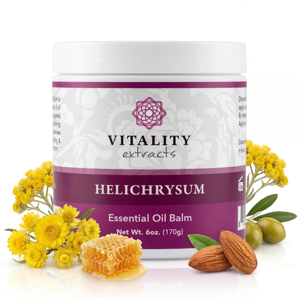 Vitality jar front view showing label and 6oz size for confident purchase