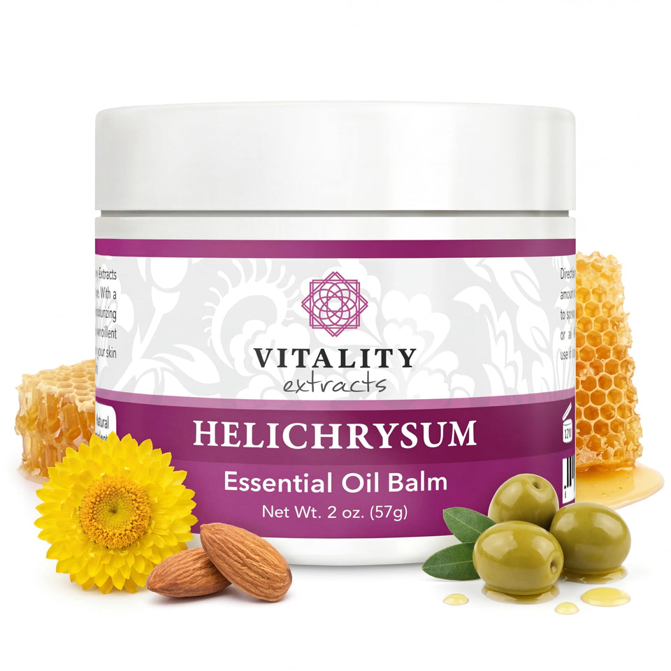 Vitality jar front view showing branding and 2 oz tin for clear identification and portability