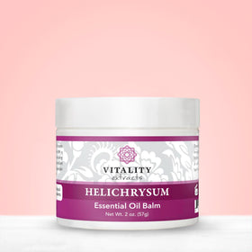 Vitality tin on a bathroom vanity styled lifestyle shot suggesting daily skincare routine use