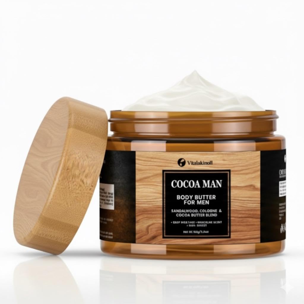 VITALSKINOIL open jar revealing smooth body butter for easy application