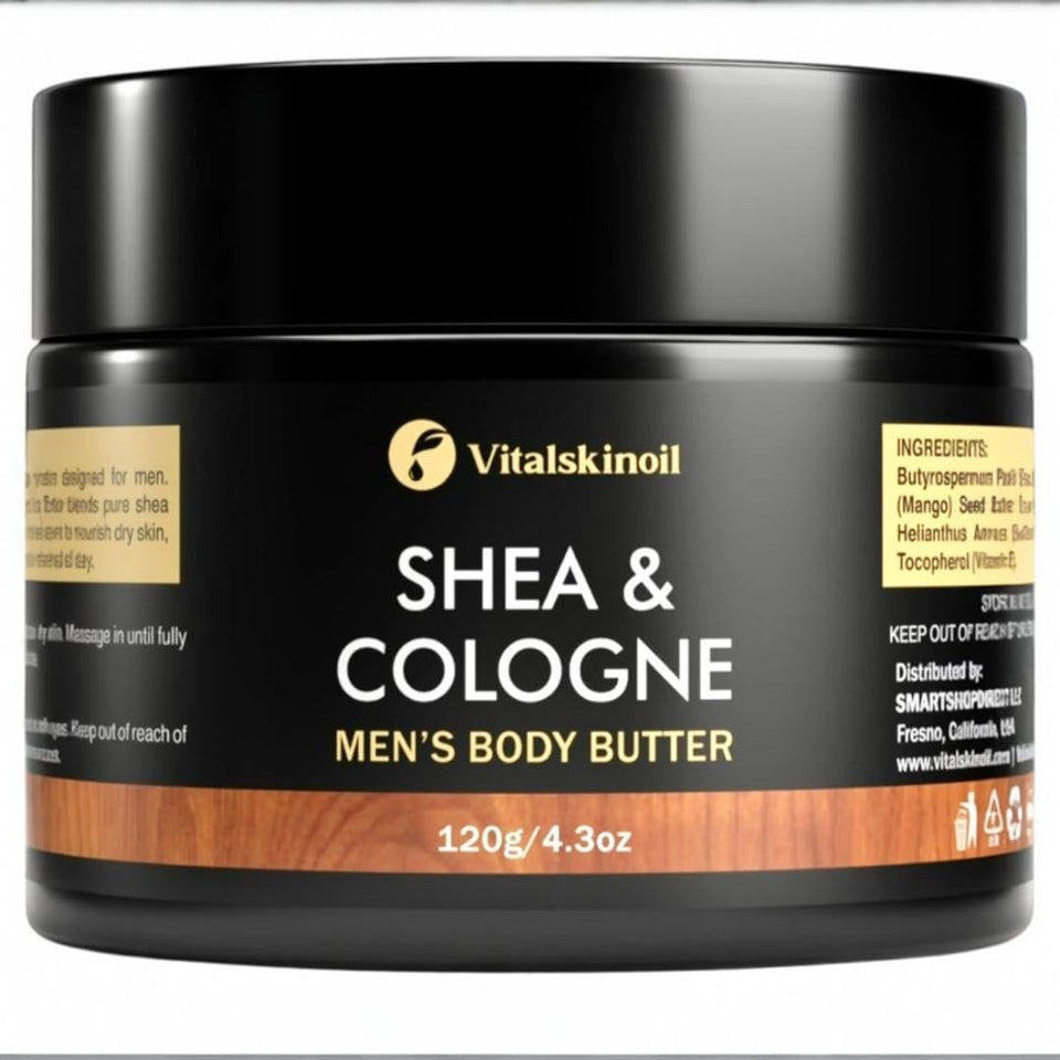 VITALSKINOIL jar front view showing sleek black packaging and 200g size benefit