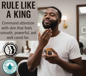 VITALSKINOIL jar on bathroom shelf illustrating daily grooming routine