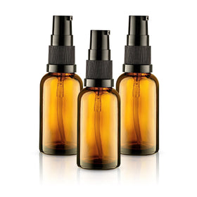 VitalUp three-pack amber glass bottles front view showing compact travel set