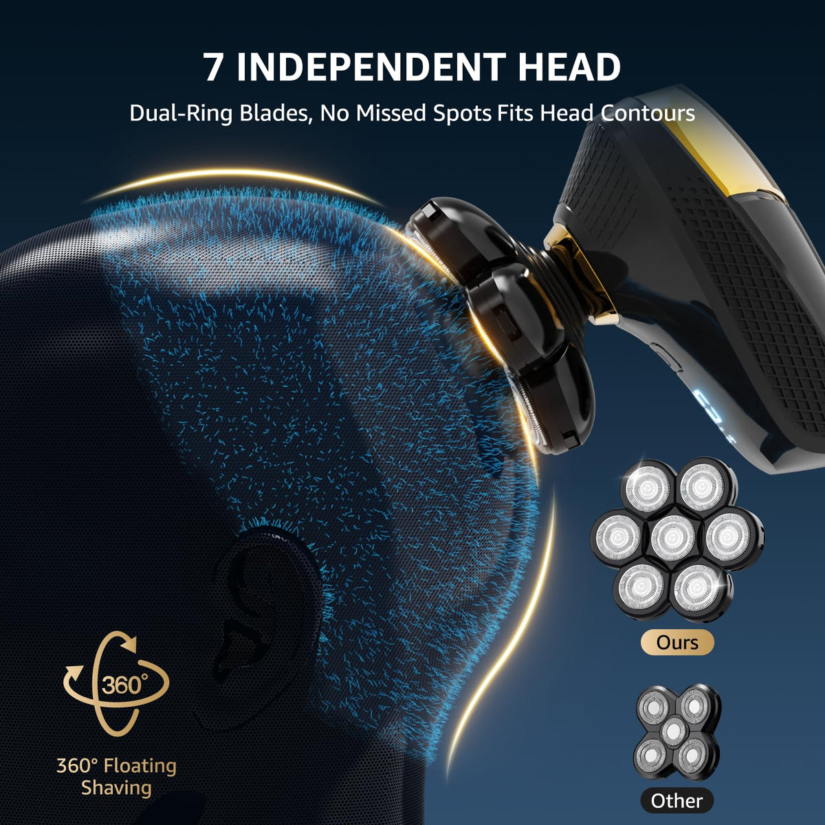 VITALY close shot of seven floating rotary heads showing contour-following design benefit
