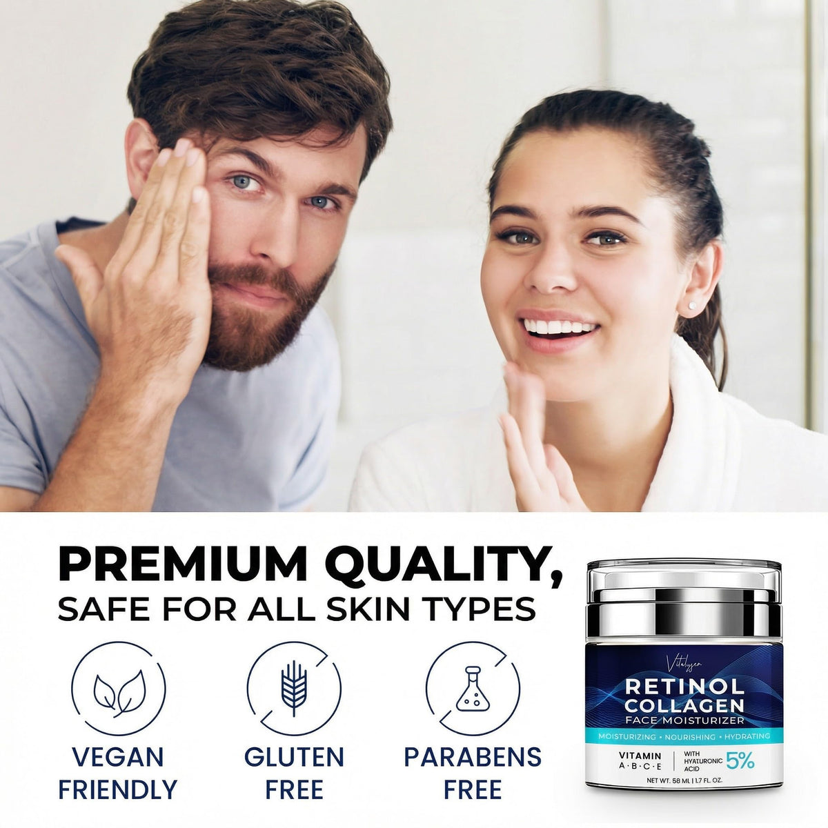 Before and after skin texture with Vitalysin showing visible smoothing benefit
