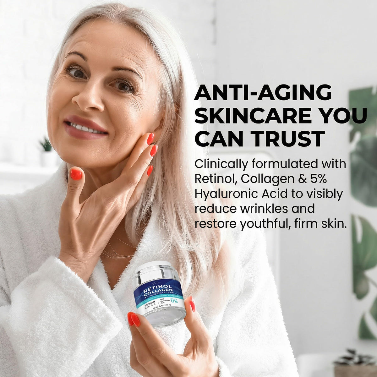 Close-up of Vitalysin label listing retinol collagen hyaluronic benefit