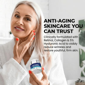 Close-up of Vitalysin label listing retinol collagen hyaluronic benefit