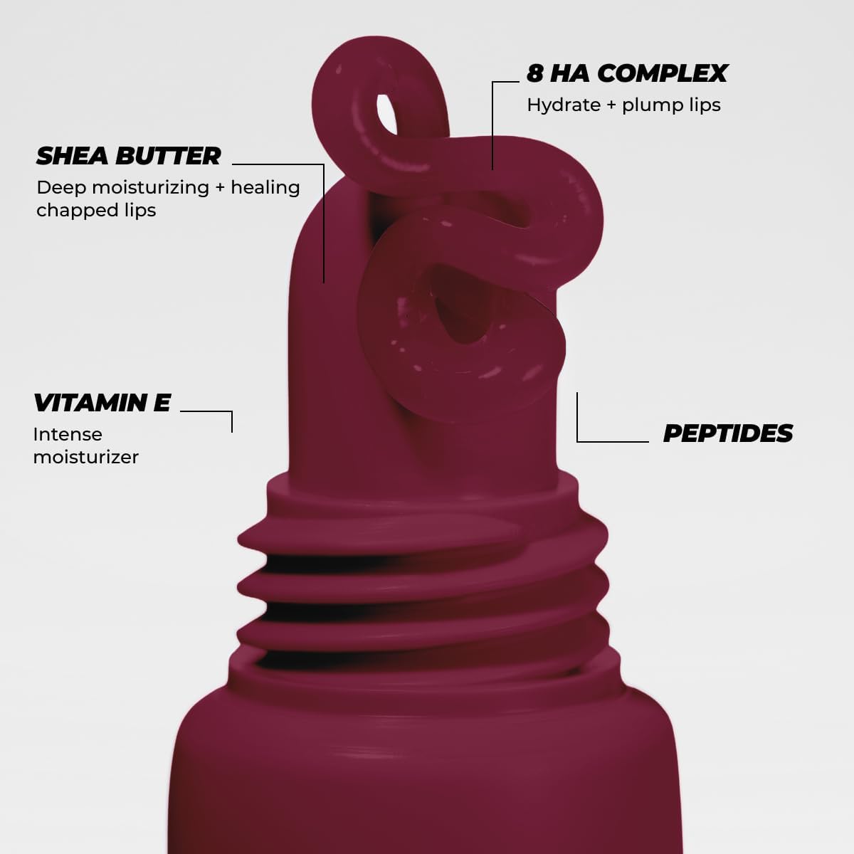 Vitamasques applied on model lips demonstrating sheer berry tint