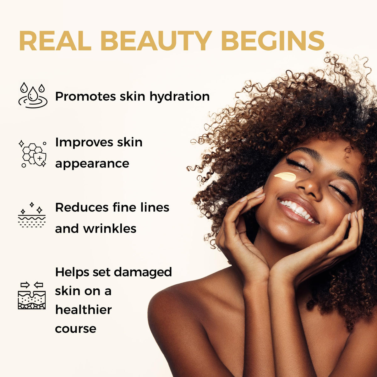 Vitamin World retinol cream on palm illustrating recommended small amount and easy absorption