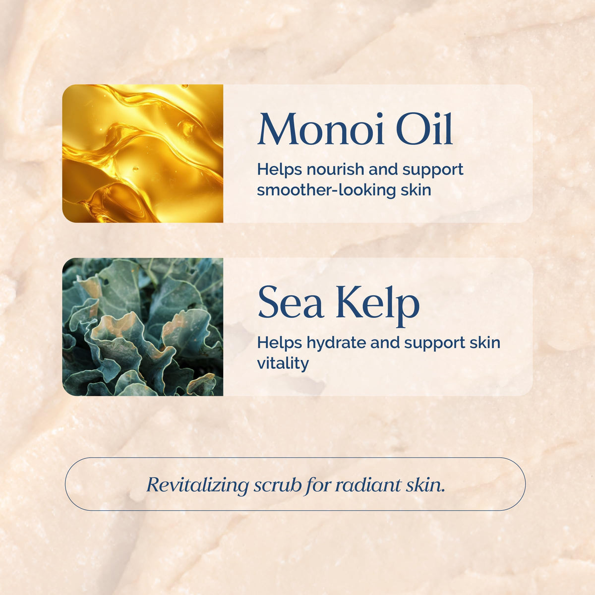 VITAMINS AND SEA BEAUTY product being massaged onto skin to clarify and refresh