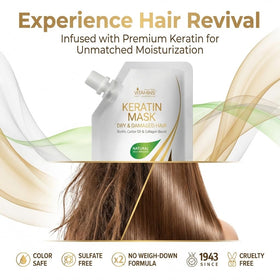 VITAMINS hair cosmetics small scoop of mask on palm demonstrating easy application