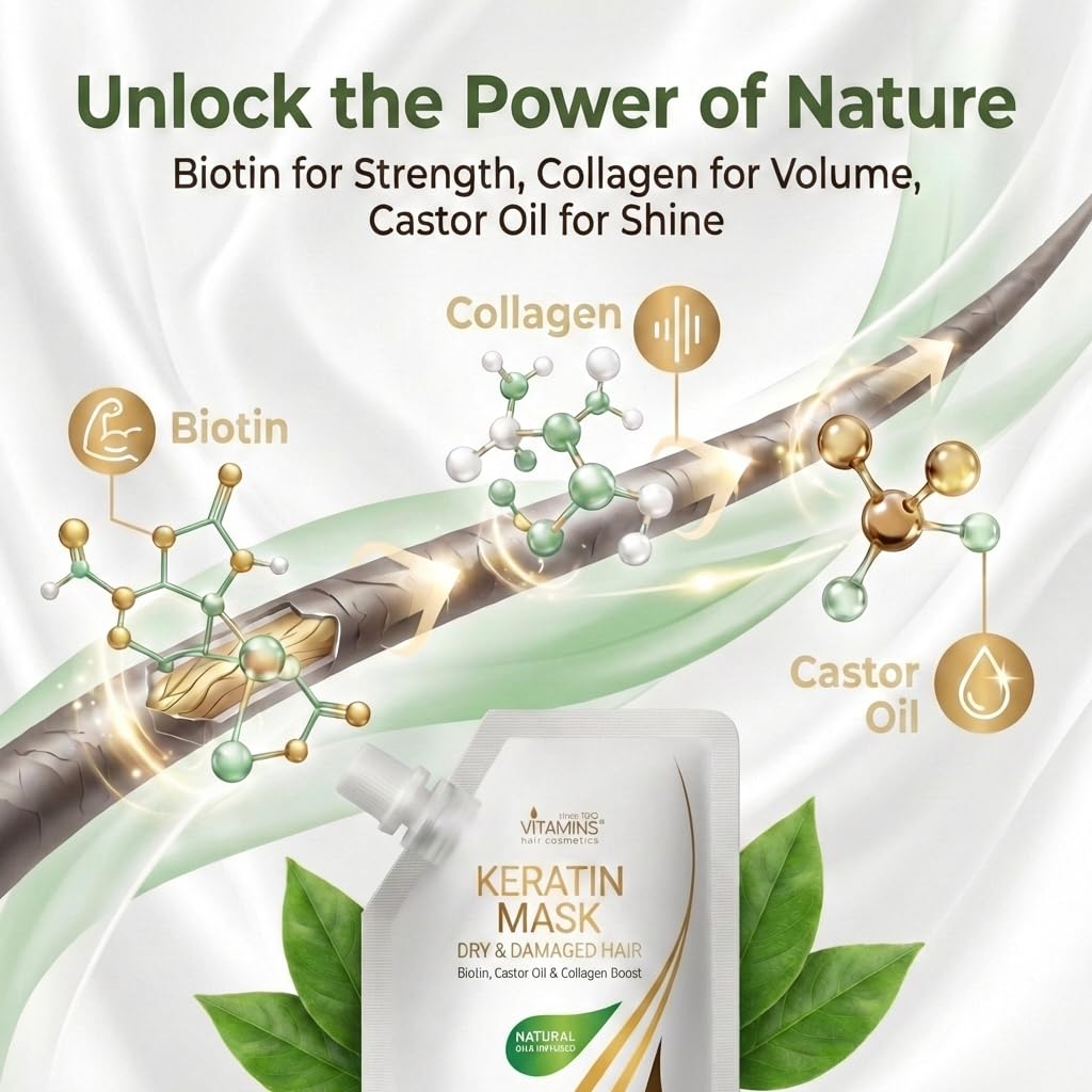 VITAMINS hair cosmetics open jar showing creamy mask texture for deep repair