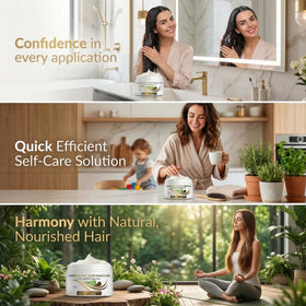 VITAMINS lifestyle bathroom scene suggesting salon results at home