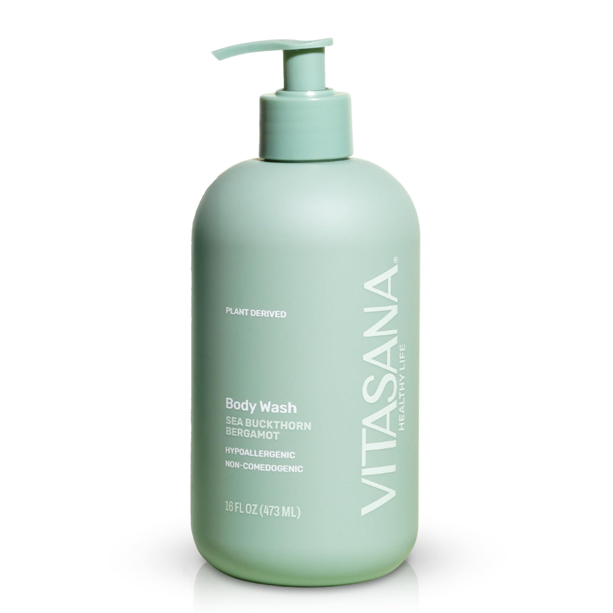 Vitasana front bottle view highlighting sea buckthorn bergamot scent and clean formula benefit