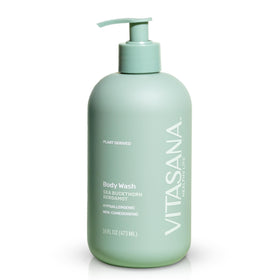 Vitasana front bottle view highlighting sea buckthorn bergamot scent and clean formula benefit