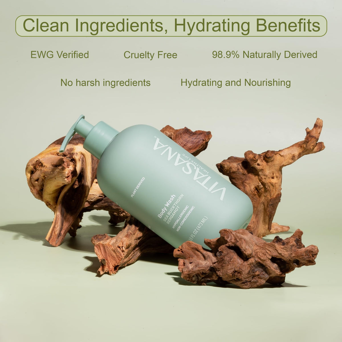 Vitasana pump dispensing body wash for easy, controlled use and less waste