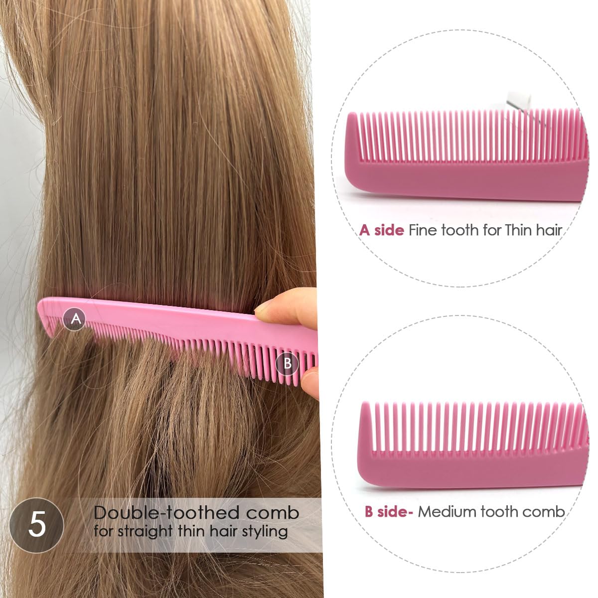 VITMOORY wide-tooth comb being used with conditioner to evenly distribute product