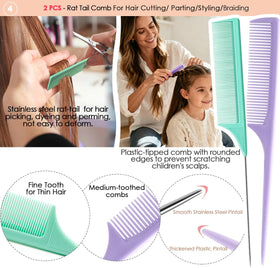 VITMOORY rat-tail comb detail focused on pointed tail for accurate sectioning