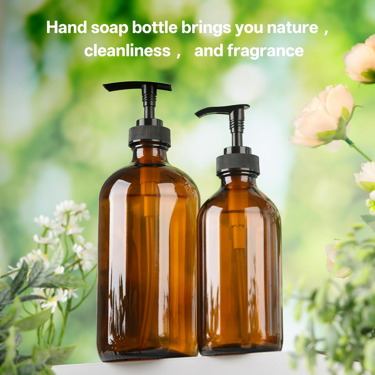 Vitreaux bottle held in hand showing compact 8oz scale for small counters