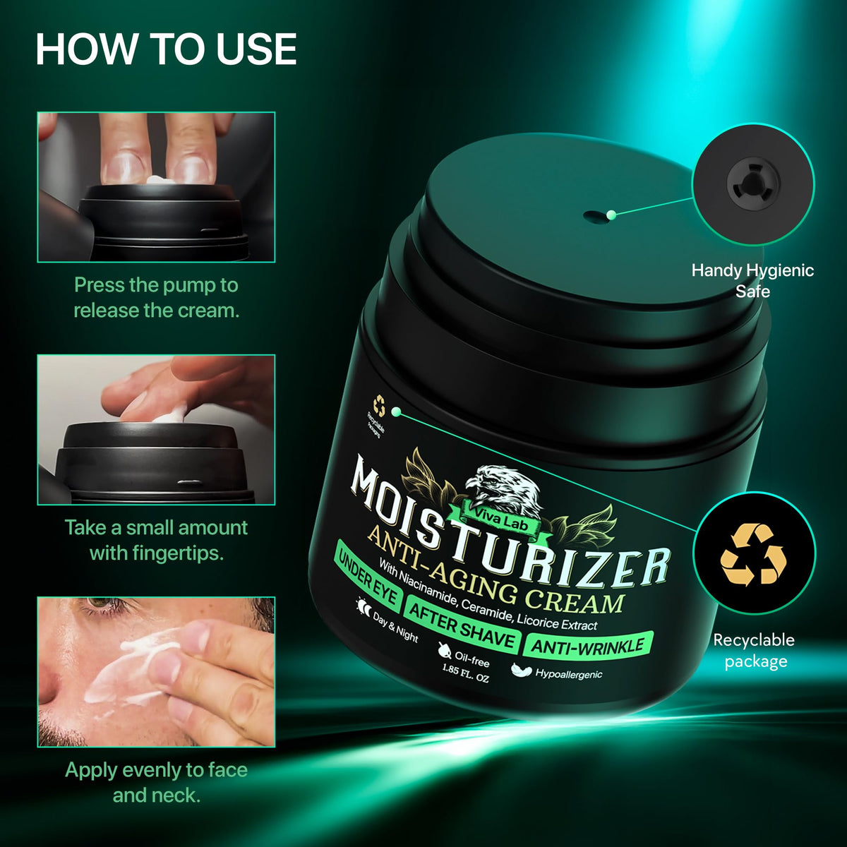 Viva Lab beside common items to show 1.85oz travel-friendly size benefit