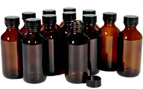 Vivaplex amber glass bottles front view showing packaging and secure lids benefit