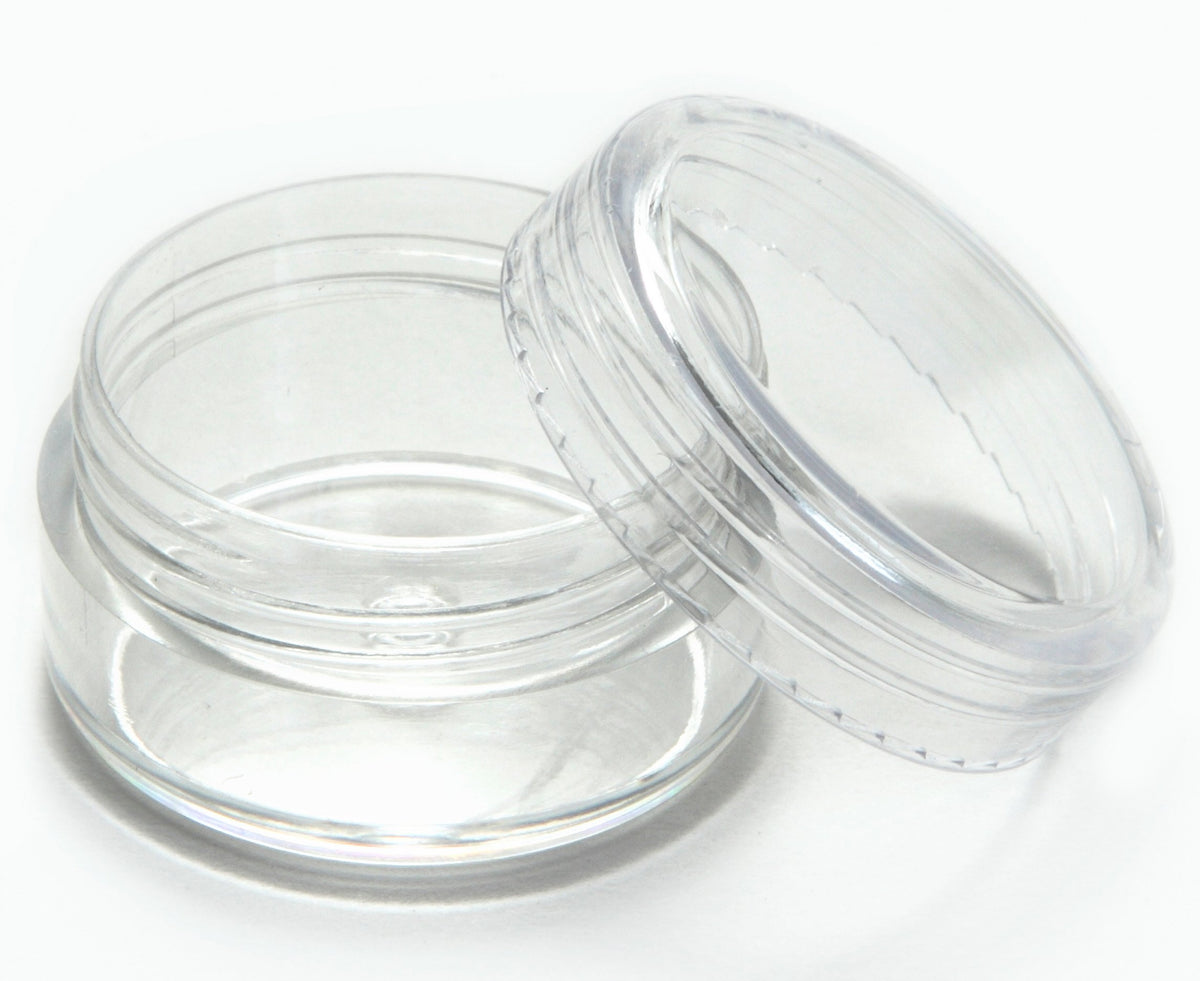 Vivaplex jars in use with eyeshadow samples showing easy access