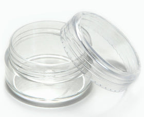 Vivaplex jars in use with eyeshadow samples showing easy access