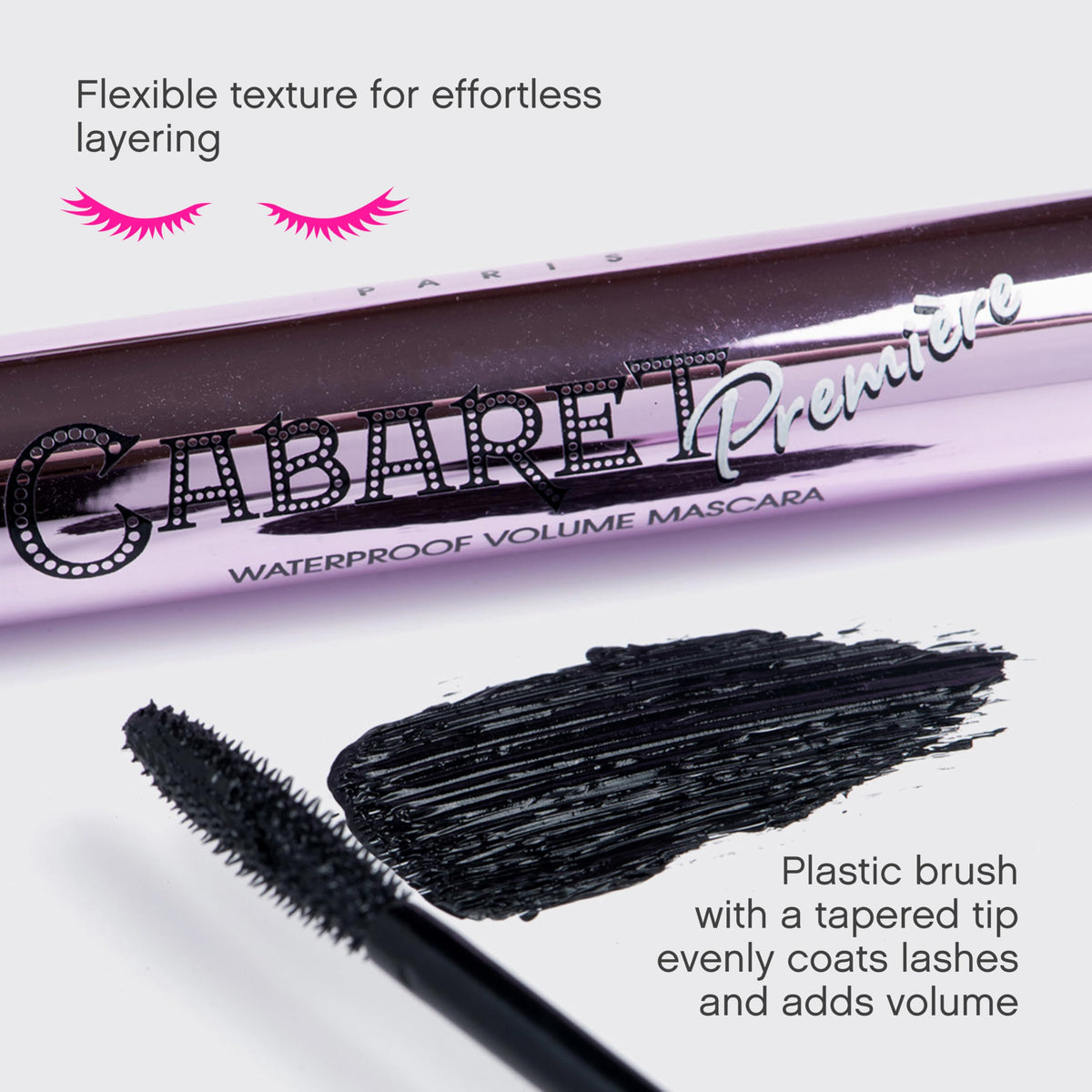 Vivienne Sabó mascara texture on wand showing smooth tubing finish