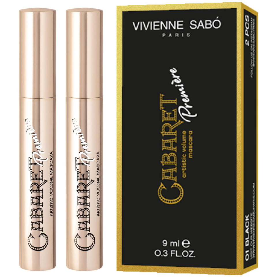 Vivienne Sabó front packaging showing two mascara tubes and benefits