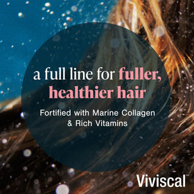 Viviscal conditioner on bathroom shelf in lifestyle setting for everyday routine benefit