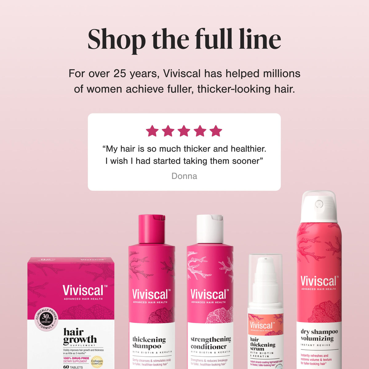 Viviscal bottle staged on bathroom vanity during styling routine, suggests daily use convenience