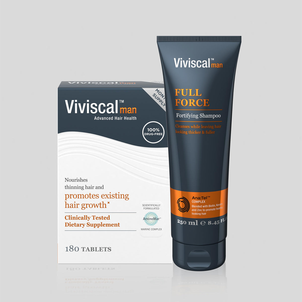 Viviscal Man bottle on bathroom counter illustrating everyday use convenience