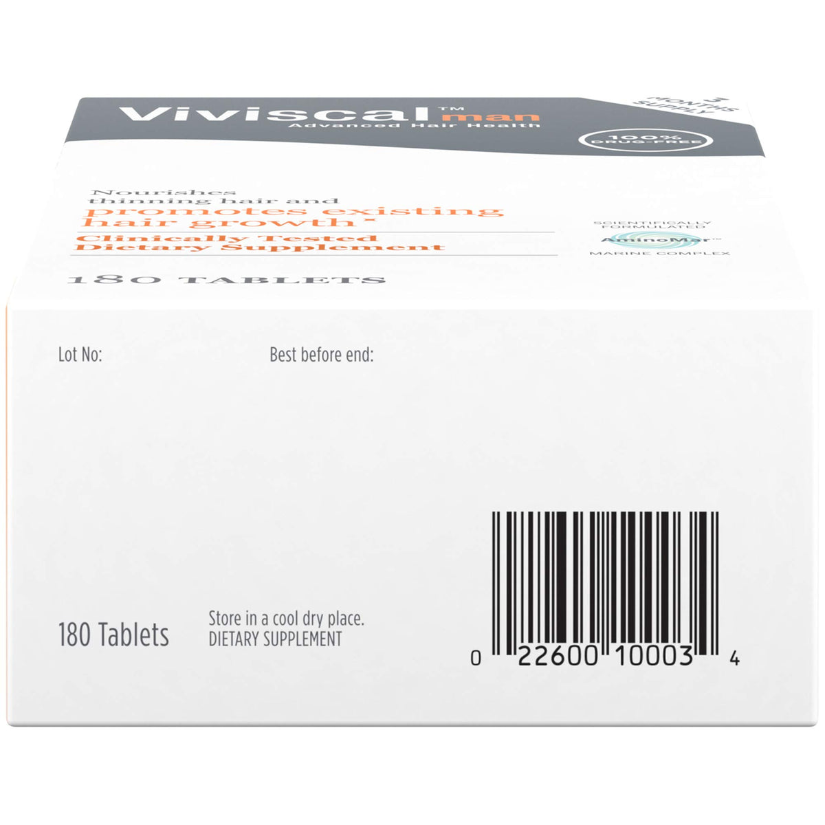 Flatlay of Viviscal Man with vitamin and marine extract ingredients highlighted