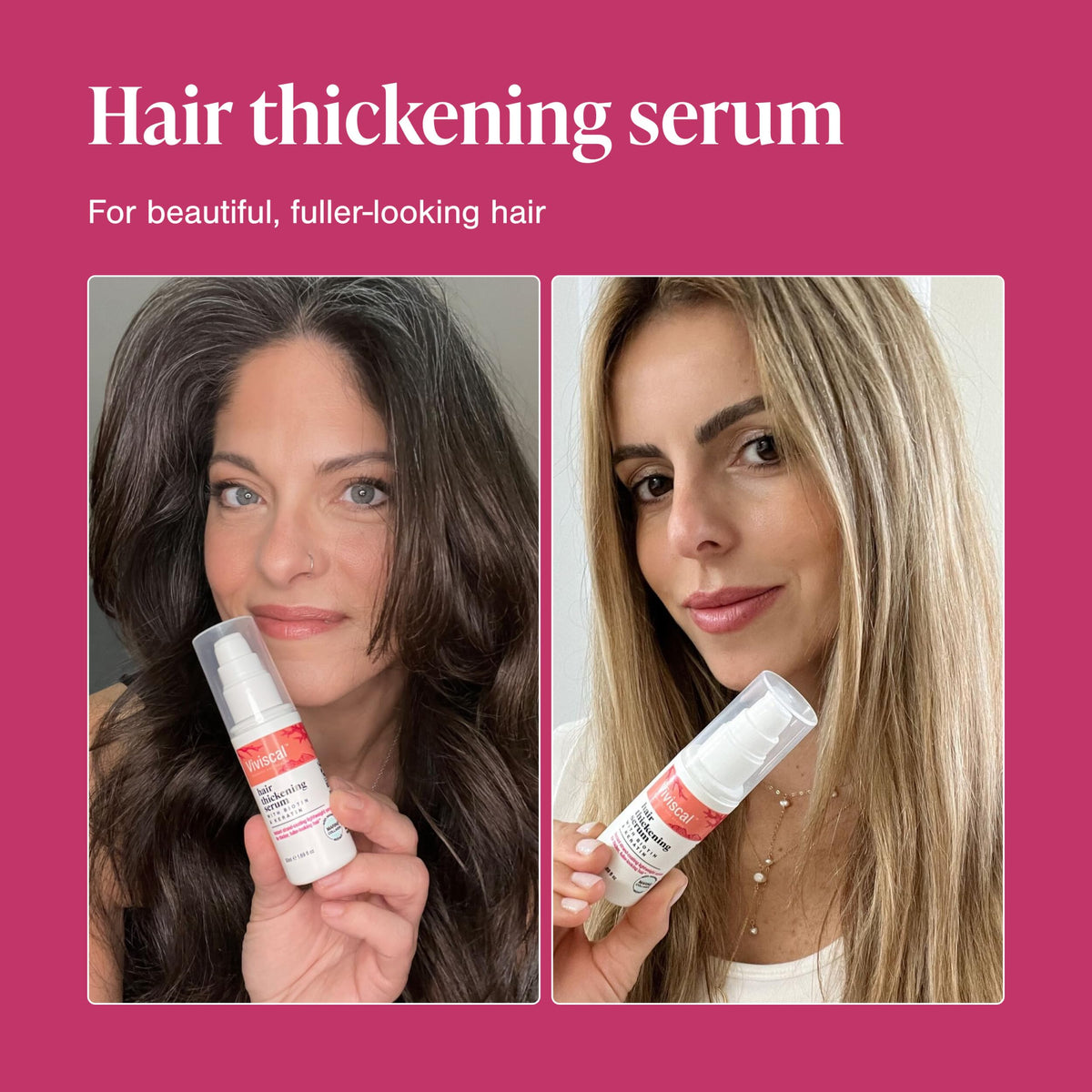 Viviscal pump dispenser releasing serum, demonstrates easy controlled application