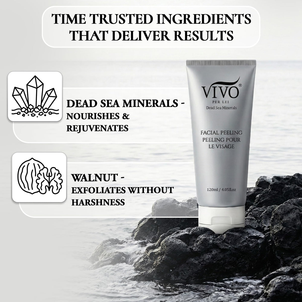 Vivo Per Lei before and after texture comparison revealing improved skin smoothness