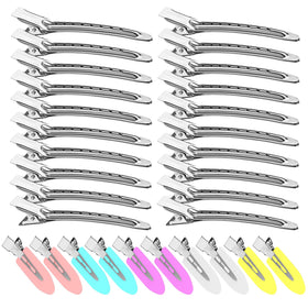 Viywicz front view of 30 silver alligator clips showing mixed sizes and organized set benefits