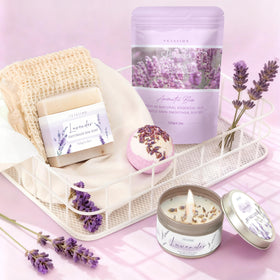 VKTASIMK complete gift basket styled on table, creating a serene gifting moment