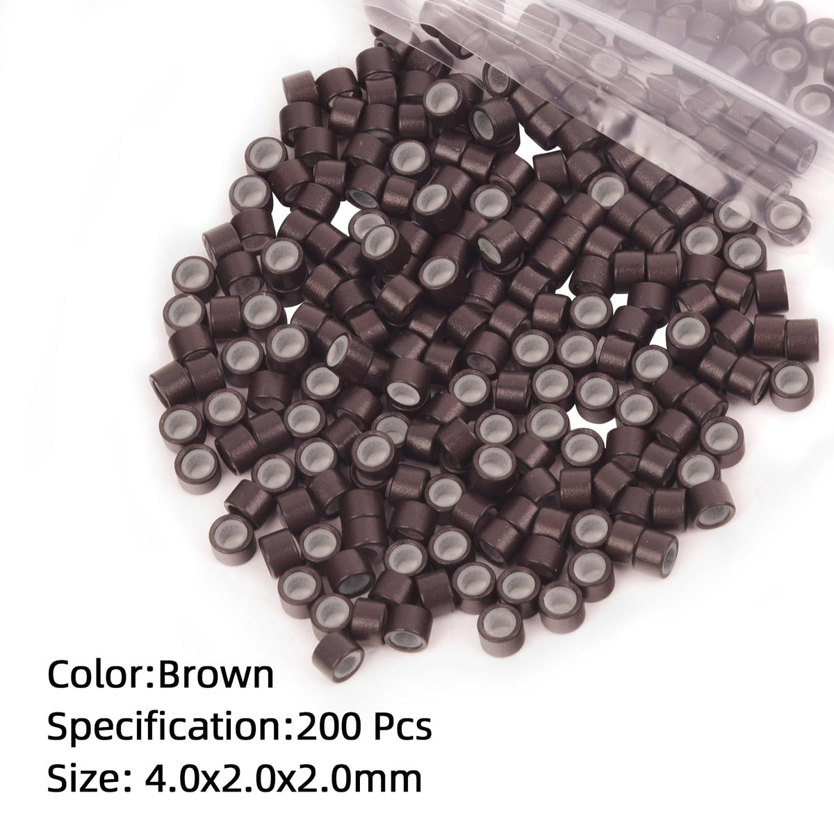 Vlasy brown color selection of micro rings blending with dark hair for discreet hold