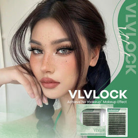 VLVLOCK precision tweezers positioning a lash cluster for accuracy