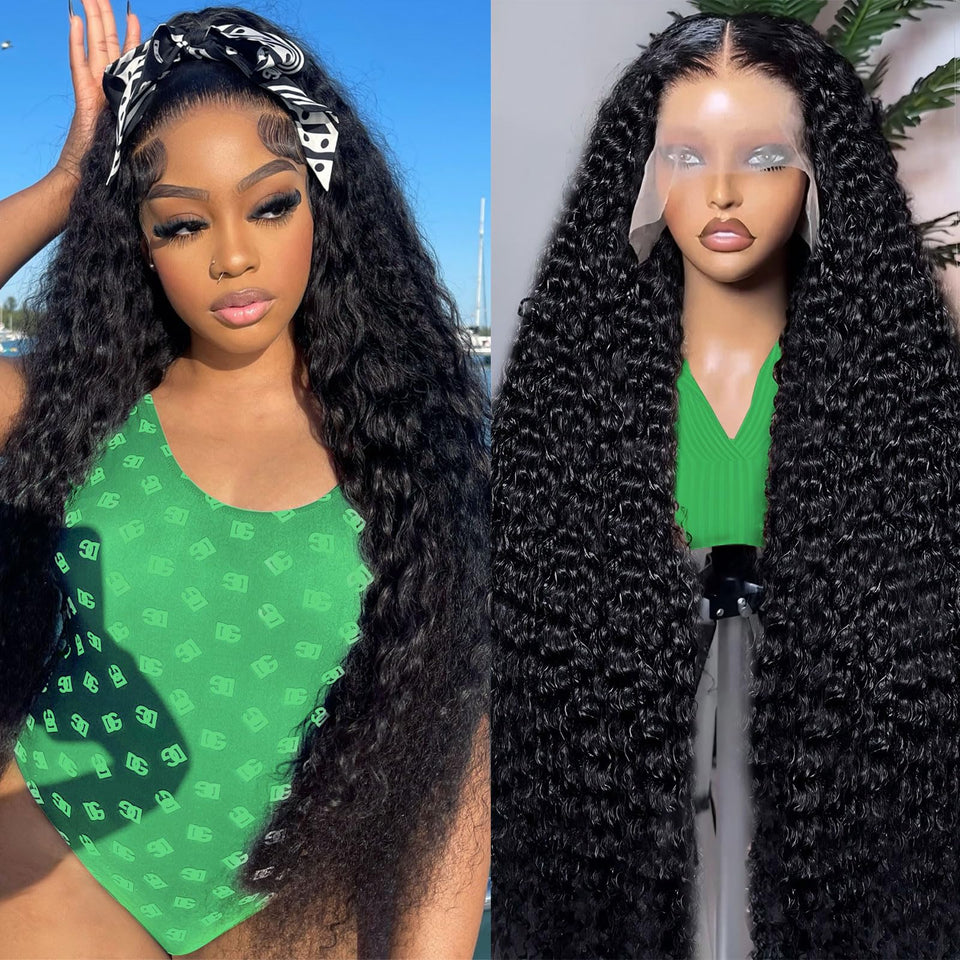 Vnrtkkn front view of 30-inch deep wave wig showing natural hairline and volume benefit