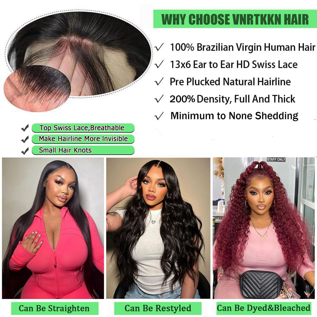 Vnrtkkn detailed deep wave texture and healthy ends for soft, tangle-resistant benefit