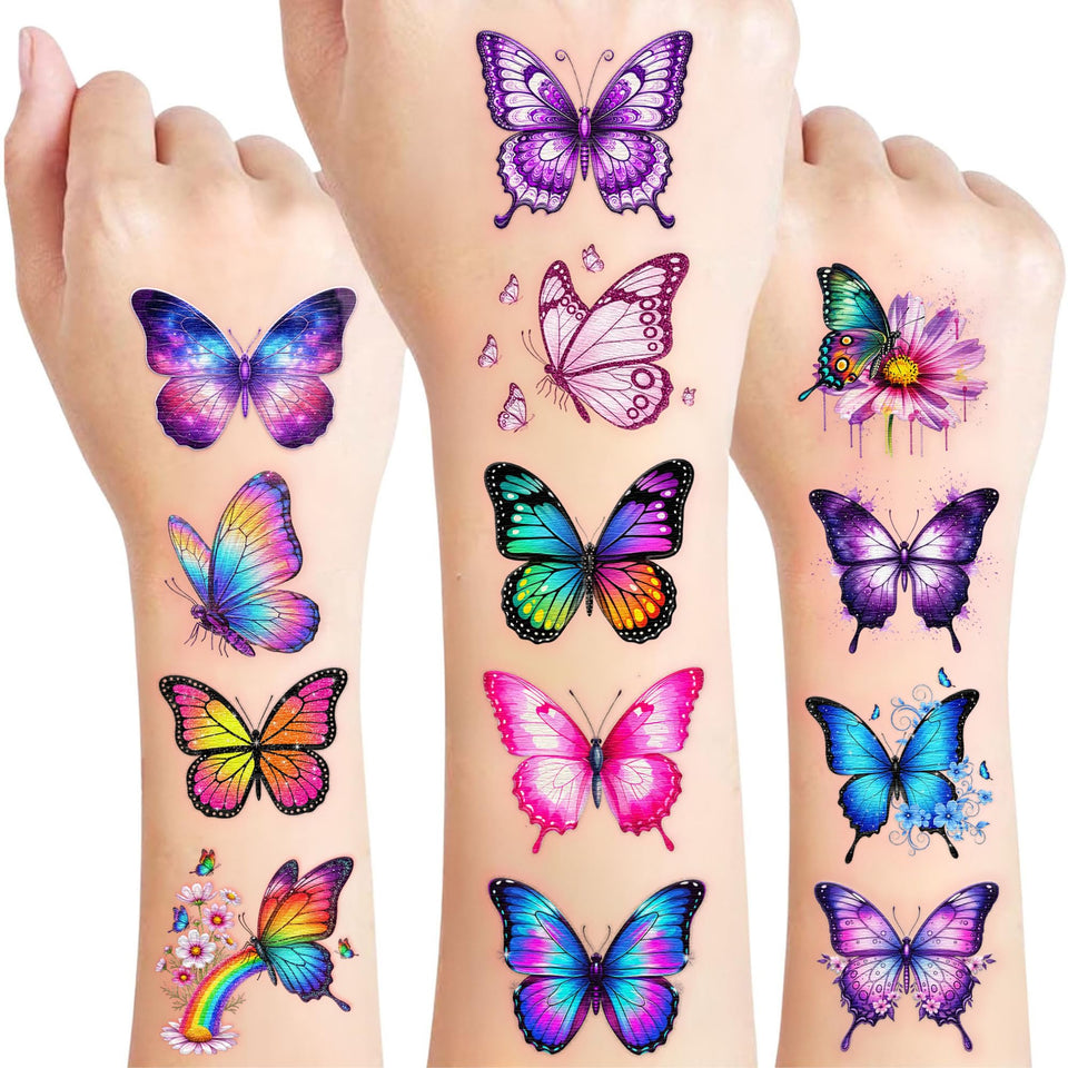 VNXCRAFTIES front packaging showing set of 96 butterfly tattoos for parties