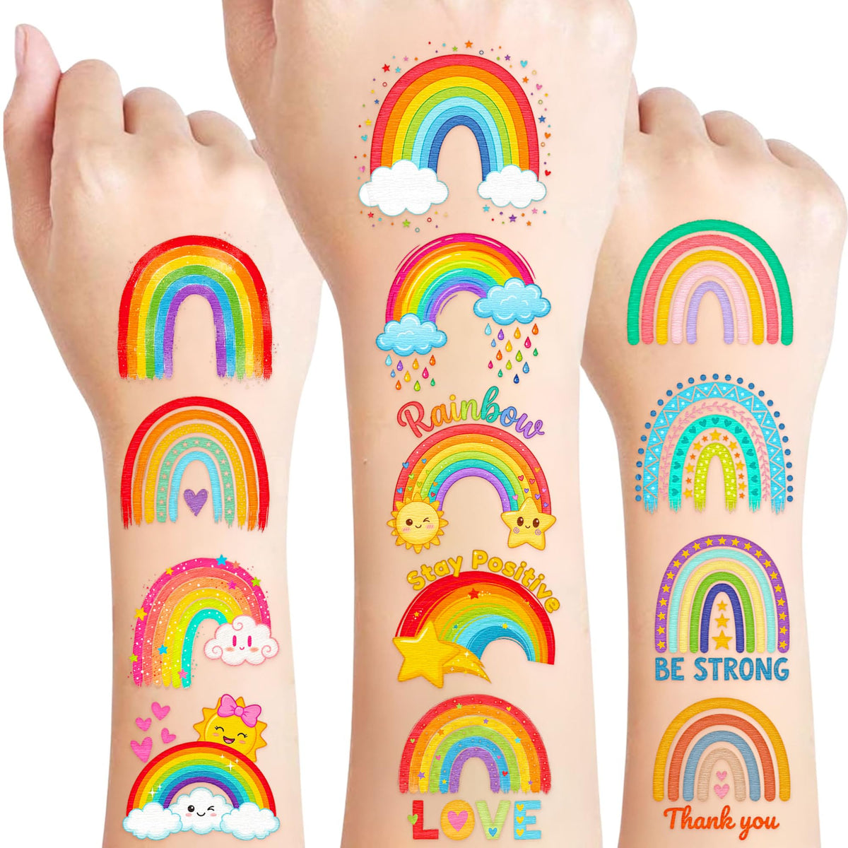 VNXCRAFTIES front packaging showing 96 vibrant rainbow tattoos and easy-use benefit