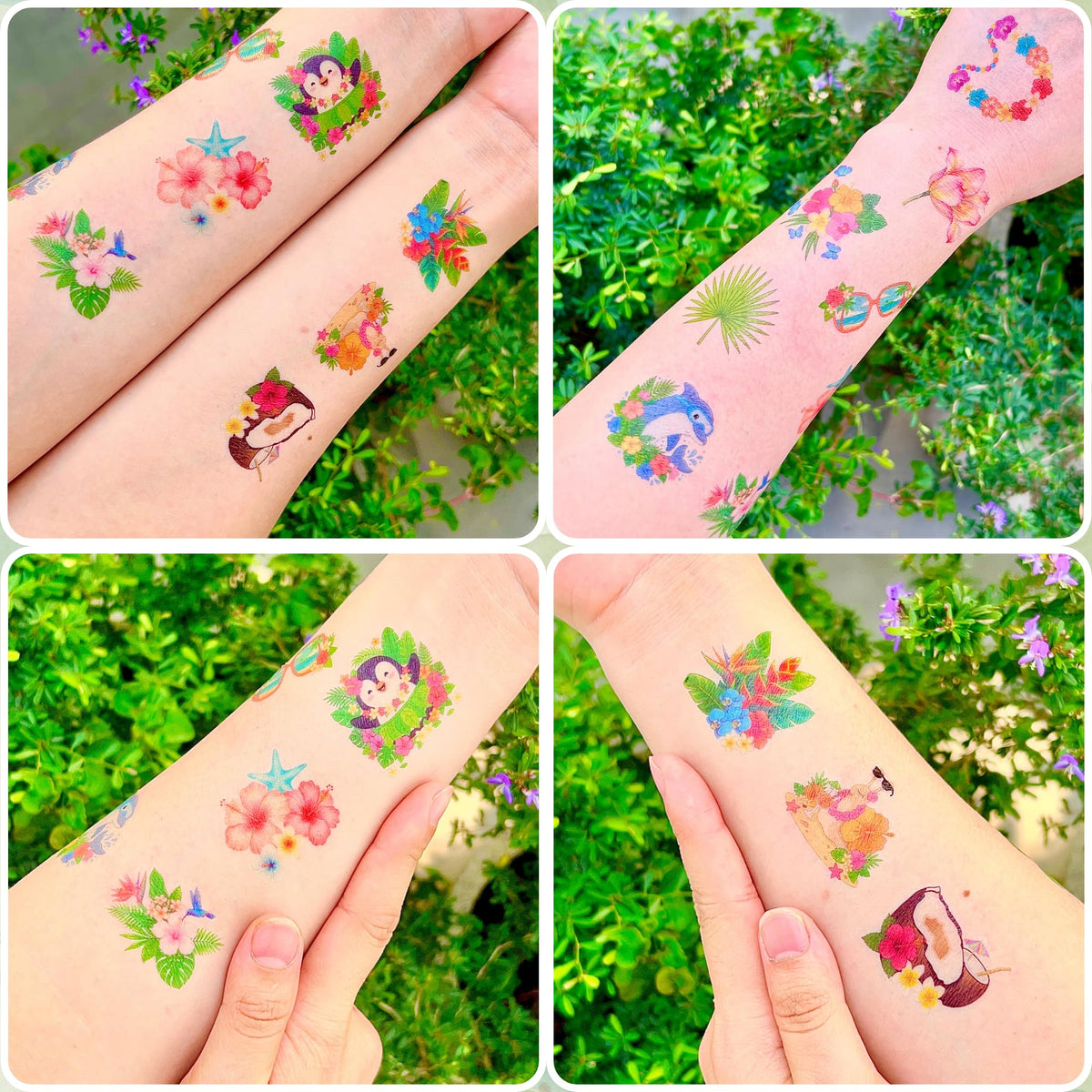 VNXCRAFTIES child wearing a floral tattoo at a party showing festive fun