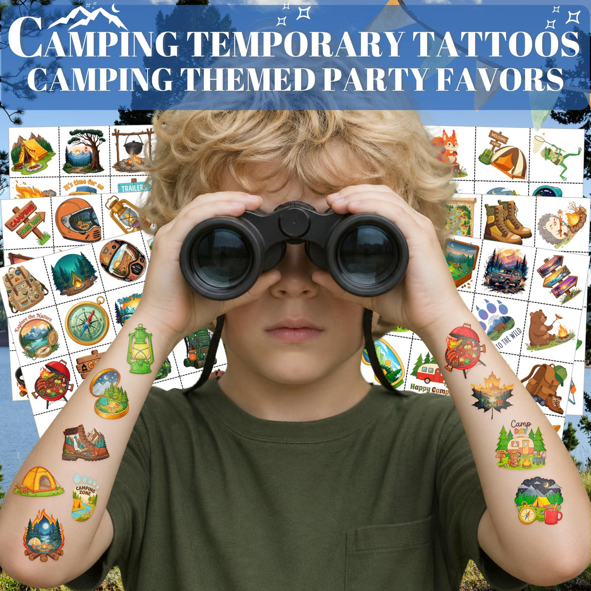 VNXCRAFTIES close-up of tattoo sheet details, clear outdoorsy designs