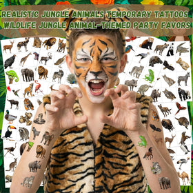 VNXCRAFTIES full tattoo sheet layout featuring varied jungle animals for easy selection