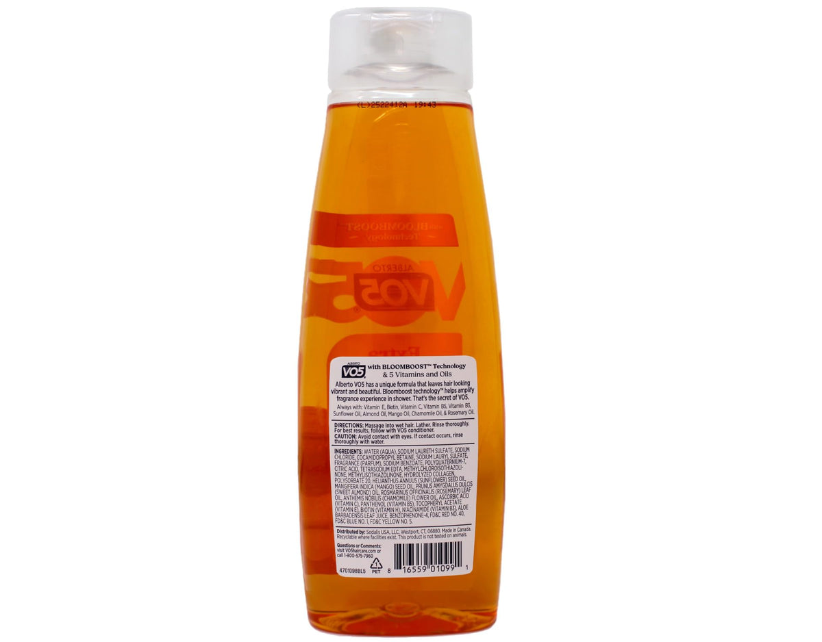 VO5 side label closeup displaying ingredient callouts and product details