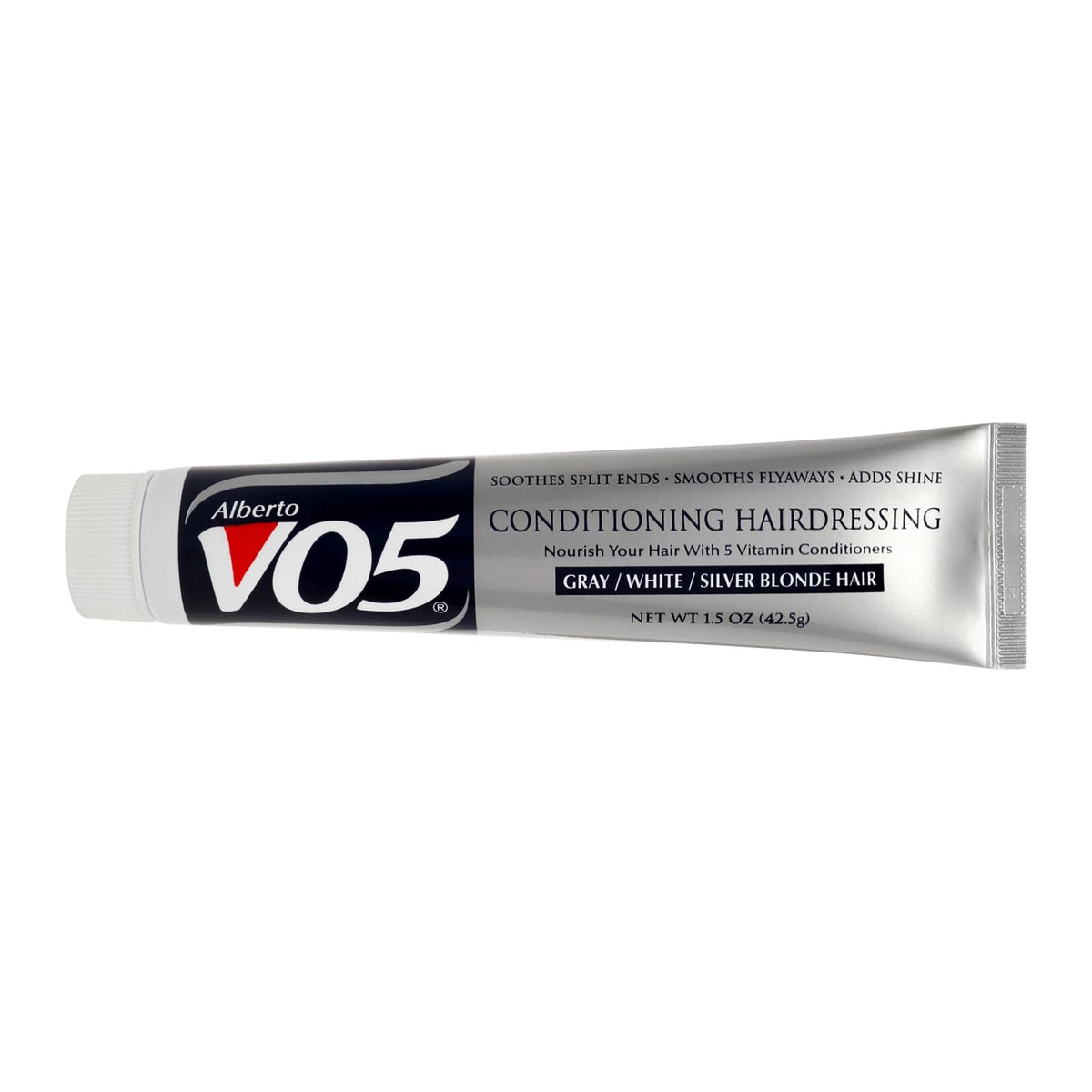 VO5 front packaging of conditioning hairdressing showing size and product benefit